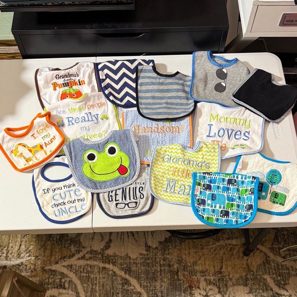 Lot of 15 Baby Boy Bibs